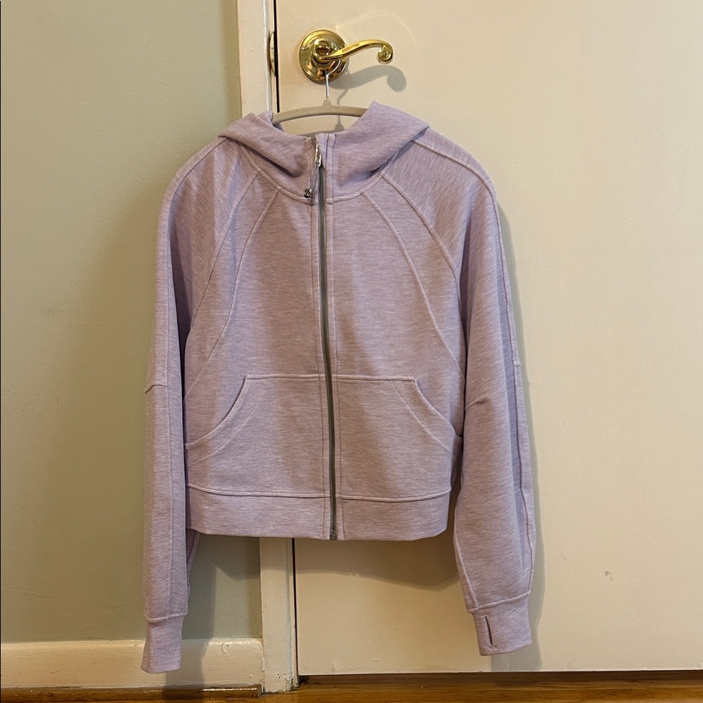 lululemon athletica light lavender waffle-knit zip hoodie